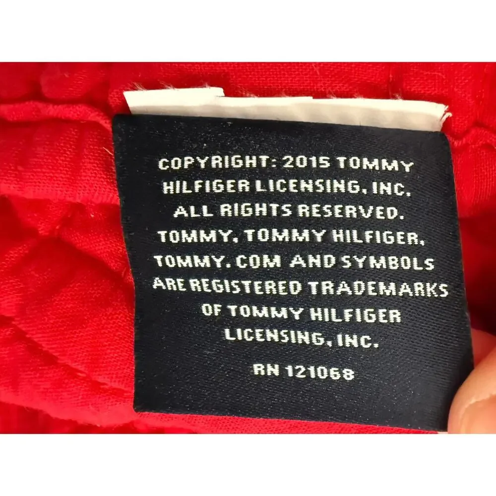 Tommy Hilfiger Red Twin Quilt T Stitching Preppy Americana Bedding 64 x 80